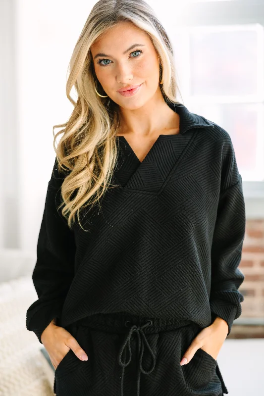 Overstock Make Your Day Black Textured Top