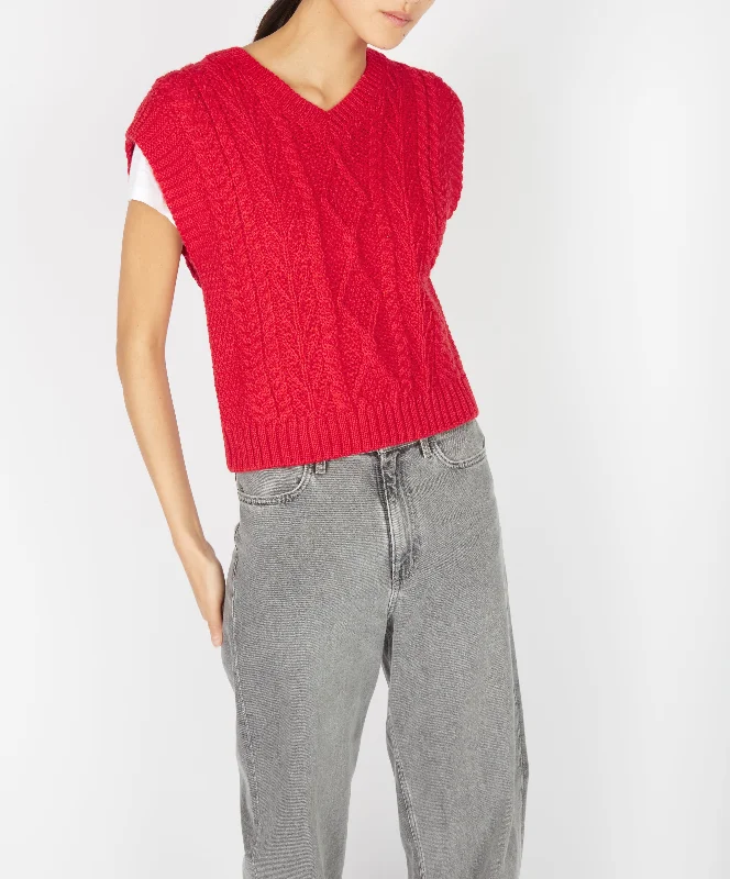 Price Rollback Irish - Sweetpea V-neck Diamond Vest - Scarlet