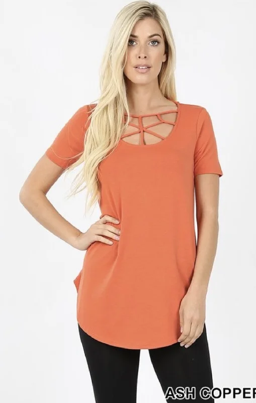 The Best Deal Women’s Ash Copper Caged Round Hem Top