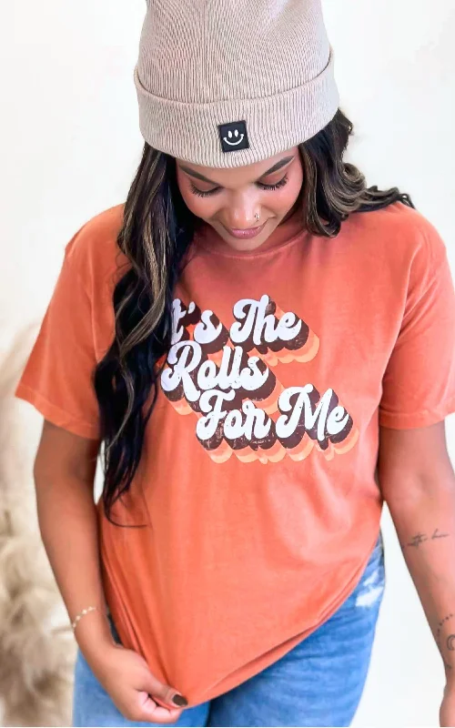 Act Fast Its the Rolls for Me Garment Dyed Graphic T-shirt - Rust - Final Sale