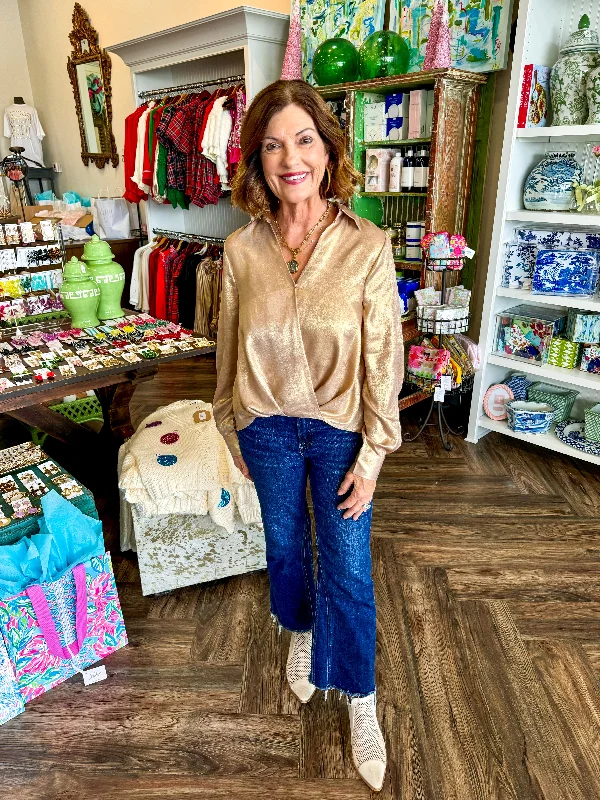One-DAY Sale Gold Shimmer Holiday Top