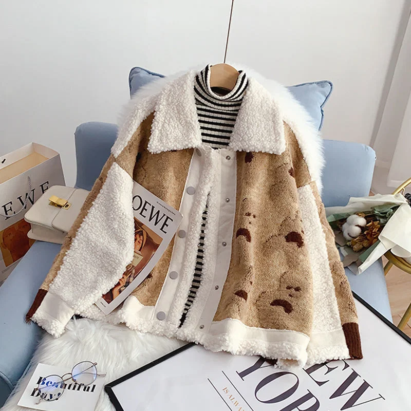 Weekend Offers That Amaze Fried Street lamb wool stitched sweater coat female  5240