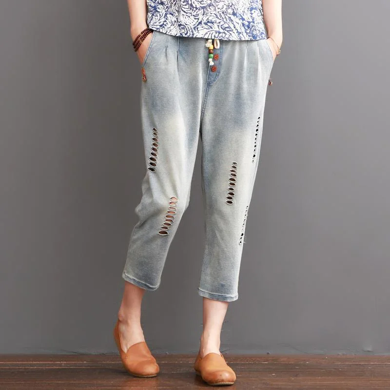 Deal Mania ripped pants summer women crop pants