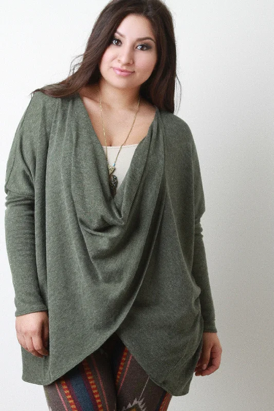 Weekend Specials to Cherish Draping Tulip Dolman Convertible Cardigan Top