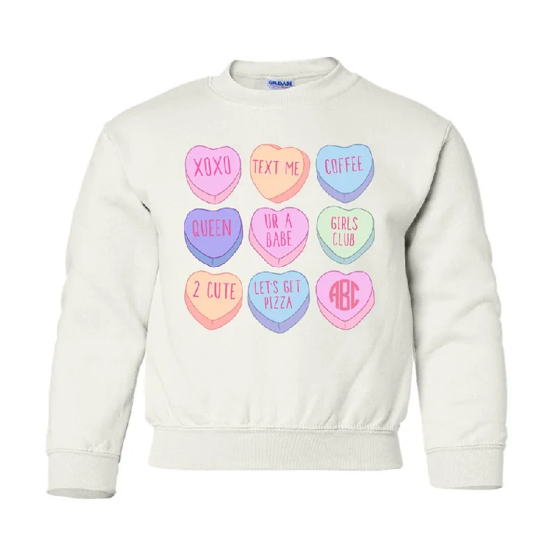 Weekend Offers That Excite Kids Monogrammed 'Candy Hearts' Crewneck Sweatshirt