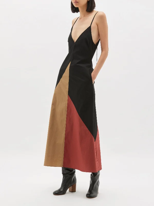 Stock Clearance contrast panelled cotton dress