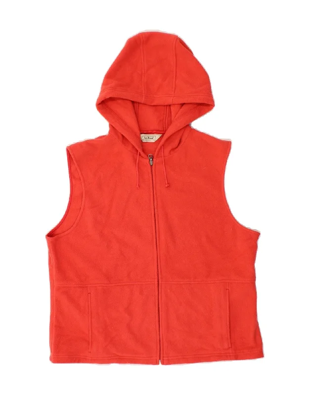 Final Sale L.L.BEAN Womens Hooded Fleece Gilet UK 16 Large Pink Polyester