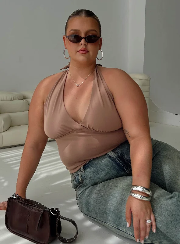 Exclusive Access Whimsy Halter Top Chocolate Curve