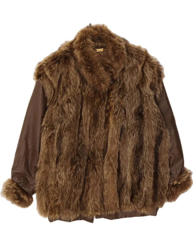 Exclusive Access VINTAGE Womens Faux Fur Jacket UK 16 Large Brown