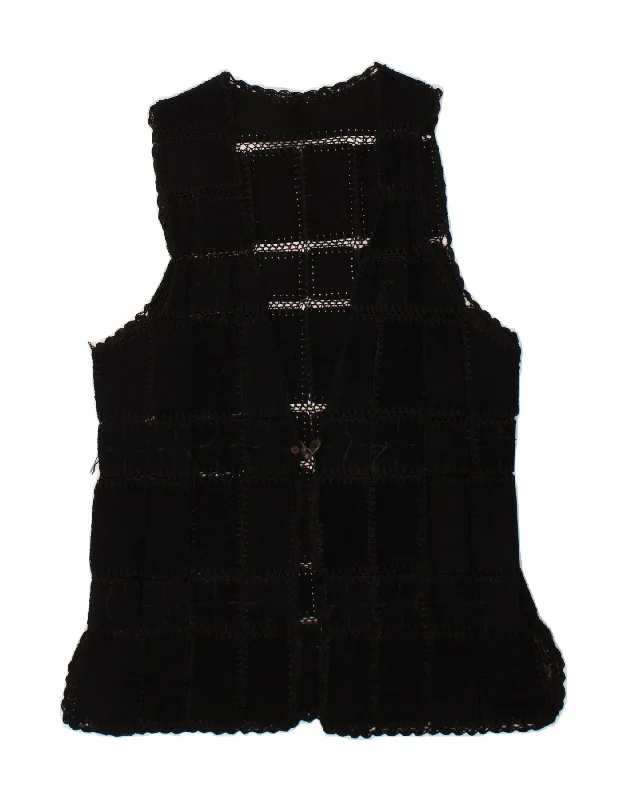 Your Weekend, Your Savings VINTAGE Womens Suede Gilet UK 16 Large Black