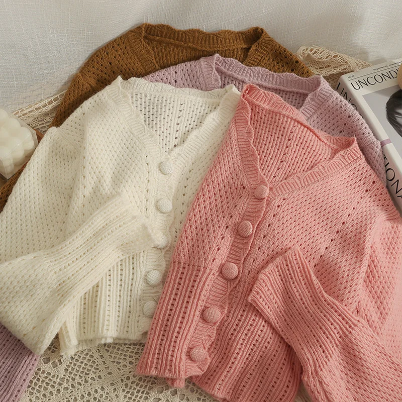 Can't Be Beat Cropped Puff Sleeve Cardigan (4 Colors)