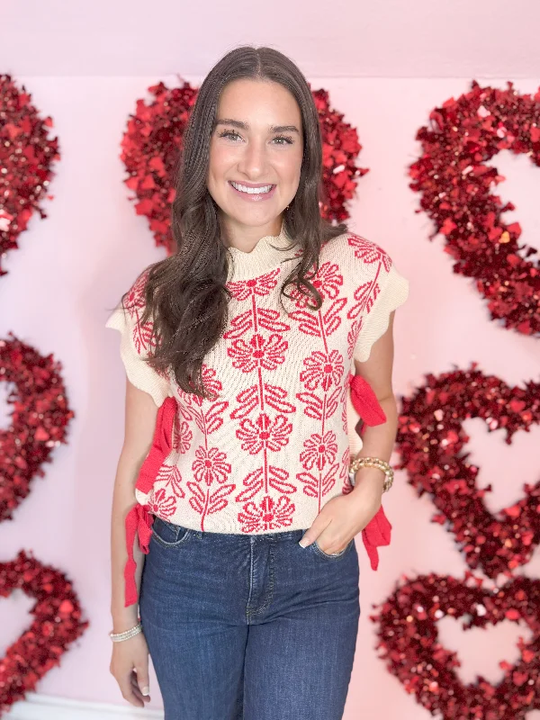 Discount Mania The Jessie Floral Top-Red