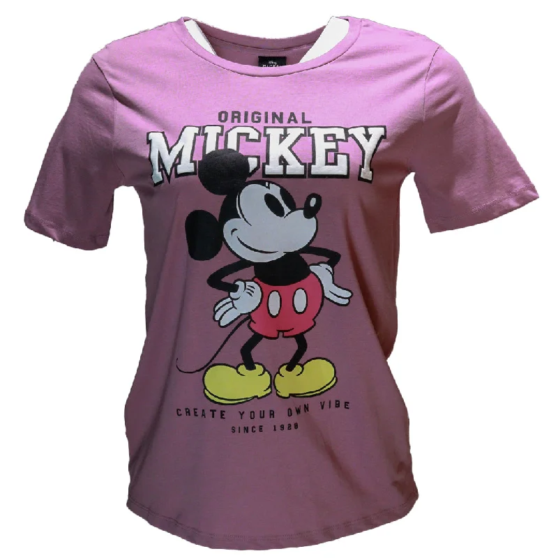 Your Weekend, Your Savings Mauve Mickey Printed T Shirt