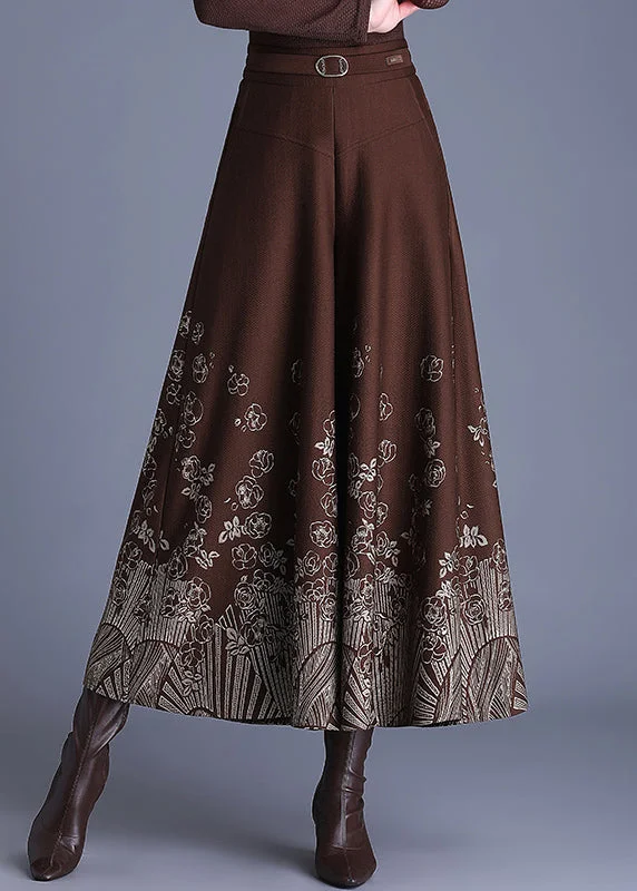 Weekend Discounts to Love Beautiful Coffee Sashes Woolen Crop Wide Leg Pants Spring