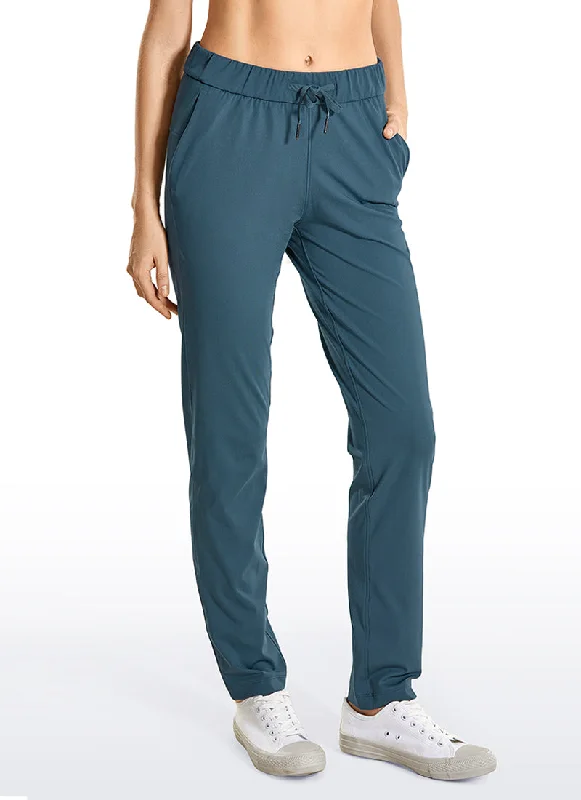 Limited Time Stretch Drawstring Long Pants with Pockets 31''