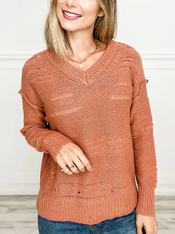 Weekend Special Distressed Detail V-Neck Pullover Sweater