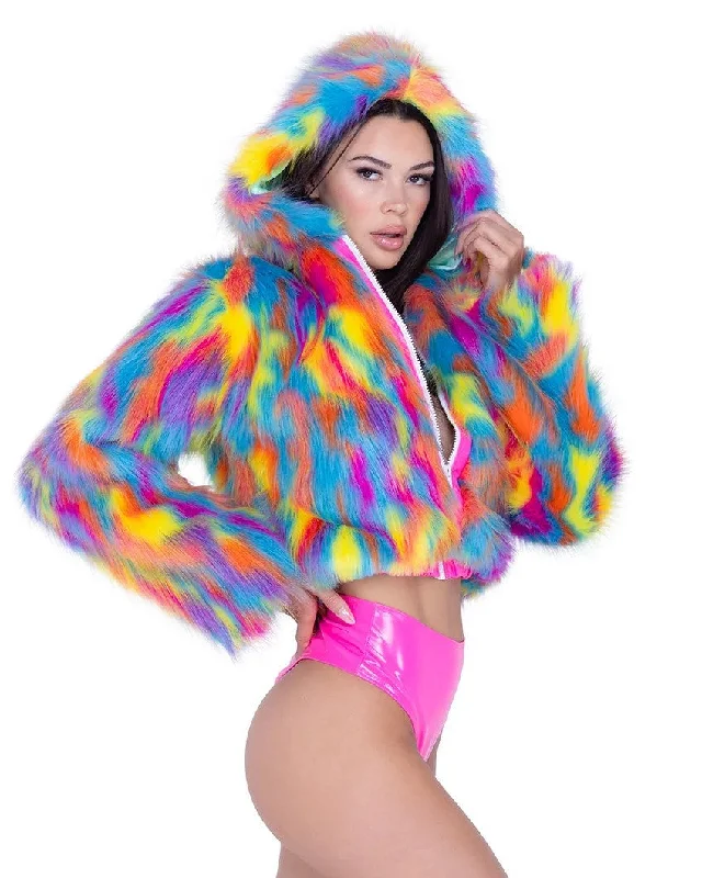 Take Action Melted Crayon Hooded Crop Jacket