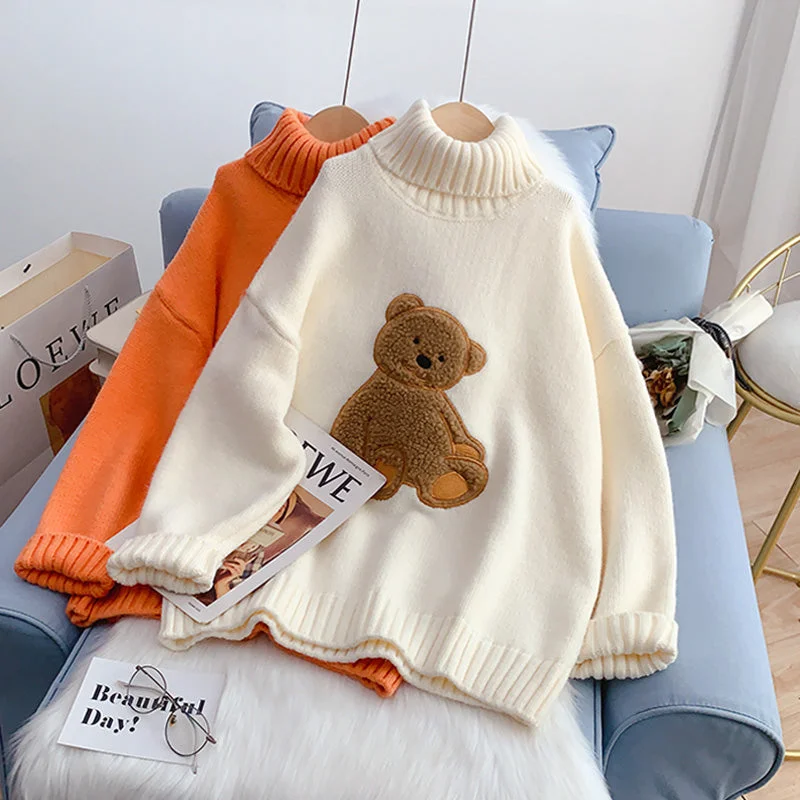Weekend Deals That Spark Cartoon Bear lazy wind foreign style sweater bottomed shirt  5238