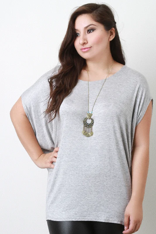 Weekend Shopping Extravaganza Dolman Short Sleeve Round Neck Top