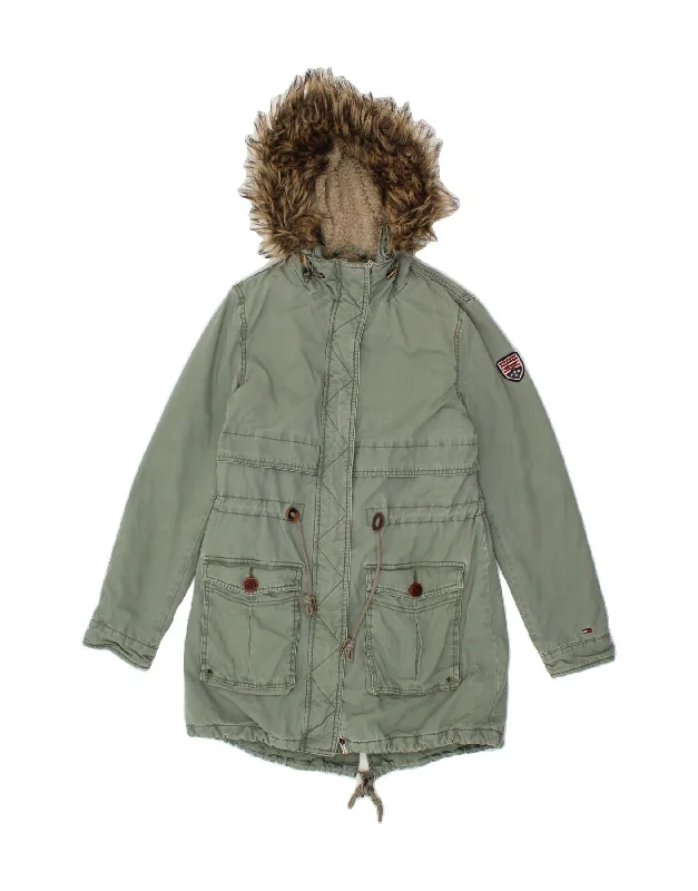 Weekend Deals That Impress TOMMY HILFIGER Womens Hooded Parka Jacket UK 10 Small Green Cotton Weekend Deals That Impress TOMMY HILFIGER Womens Hooded Parka Jacket UK 10 Small Green Cotton