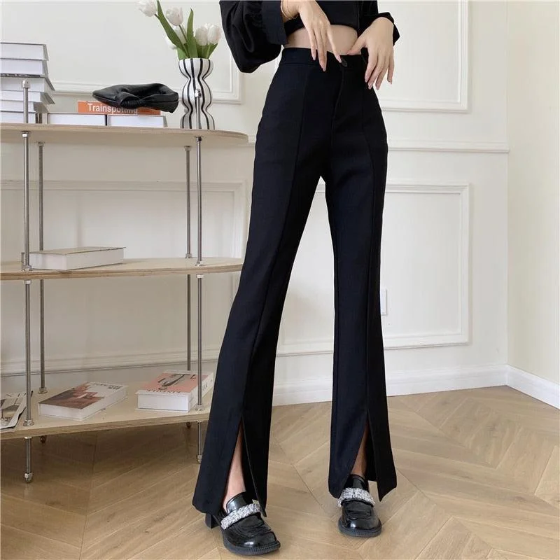 Hurry Up Dark Academia Hem Split Pants