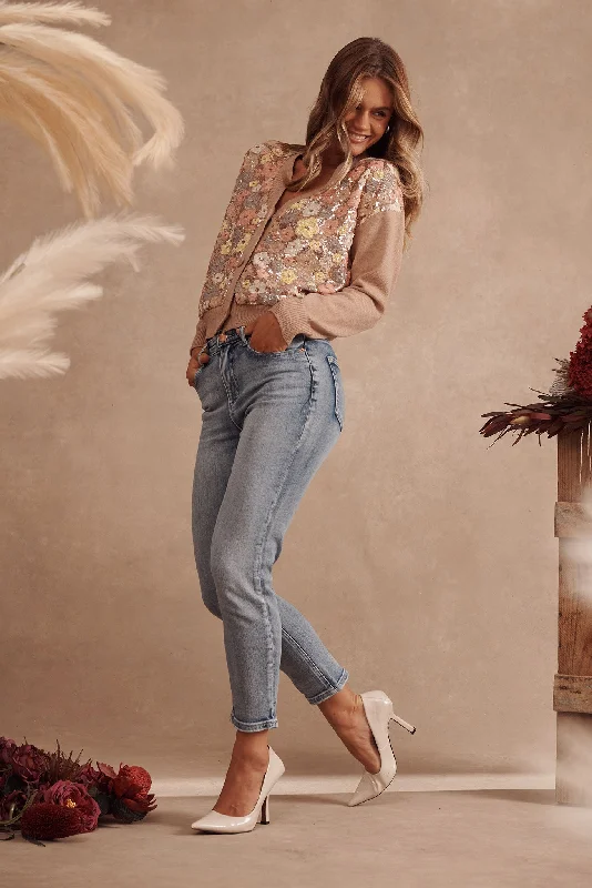 Best Bargains Ace Mid Rise Straight Leg Jean In Mid Blue Denim