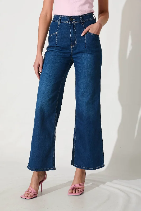 Extra Savings Margaret High Rise Wide Leg Jean In Dark Blue Denim