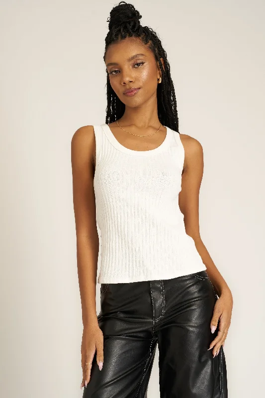 Cash Savings Cooper White Sweater Rib Tank
