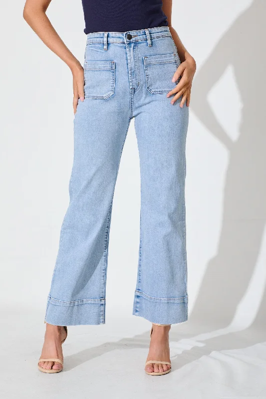 Online Only Juani High Rise Wide Leg Jean In Light Blue Denim