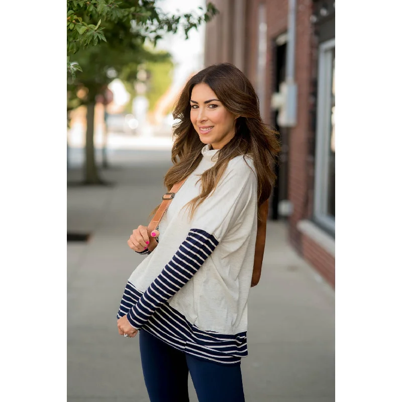Don't Wait Cowl Neck Accent Tunic Sweatshirt