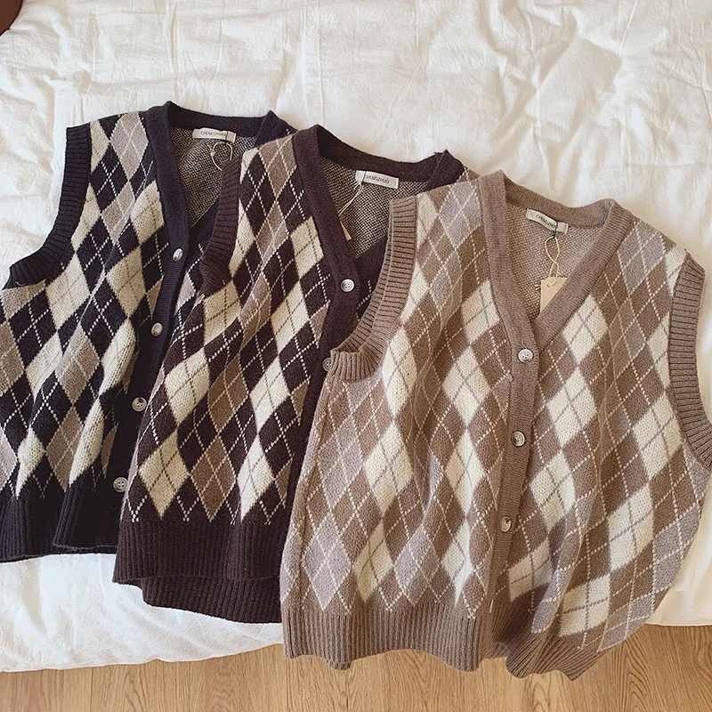 Big Discounts Autumn Argyle Plaid Vest (3 Colors)