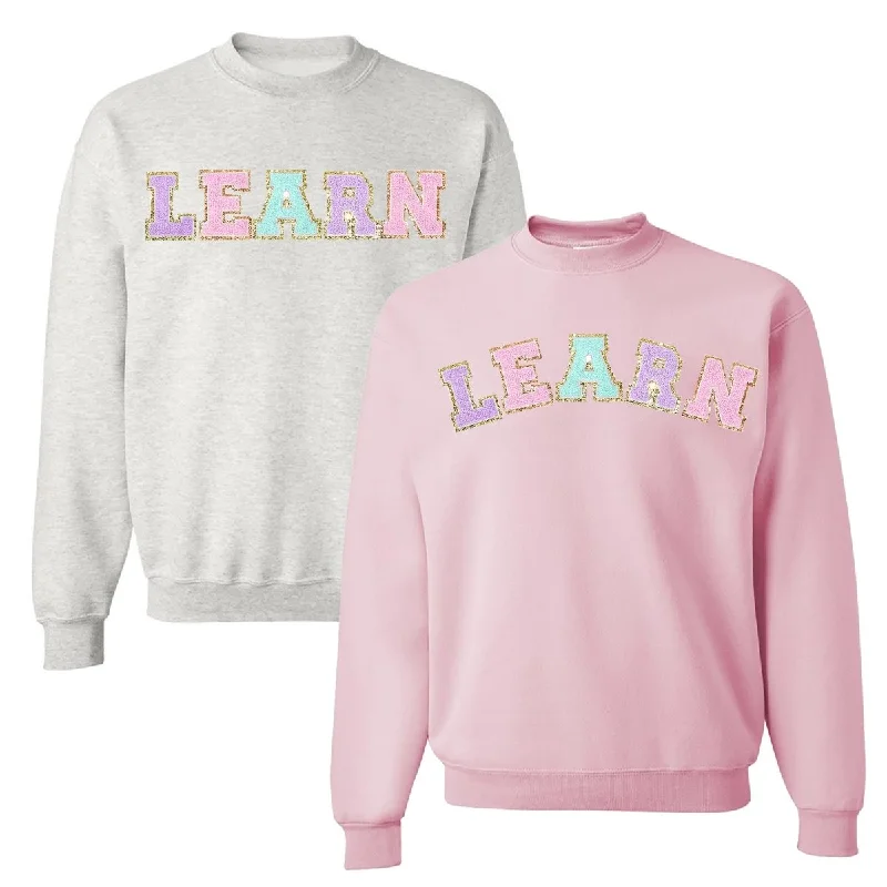 Weekend Offers That Shine Learn Letter Patch Crewneck Sweatshirt