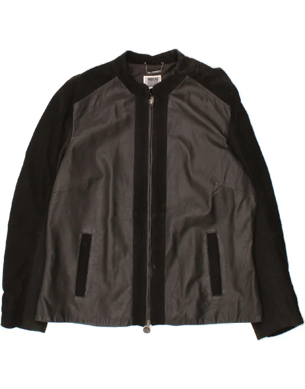Unwind with Weekend Discounts PERTE BY KRIZIA Womens Faux Leather Jacket UK 20 2XL  Black Colourblock