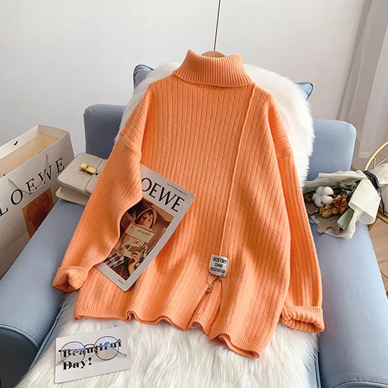 Super Deal Lazy wind high neck sweater thickened bottomed Shirt Top  5208