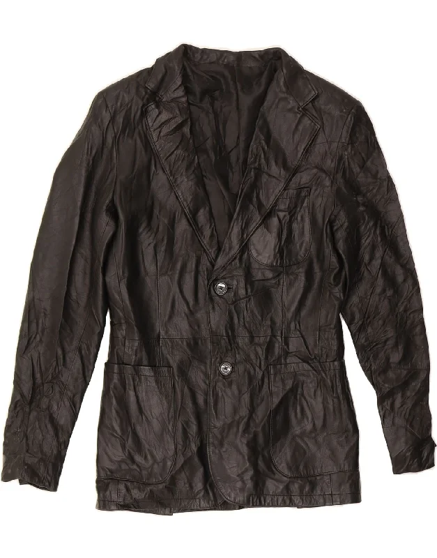 Inventory Reduction VINTAGE Womens Leather Jacket UK 18 XL Black