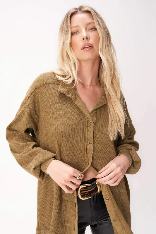 Weekend Shopping Bliss Miraya Washed Button Down Top