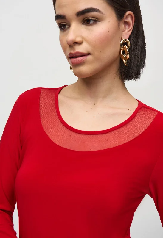 Mega Discount Mesh Round Neck Long Sleeve Top