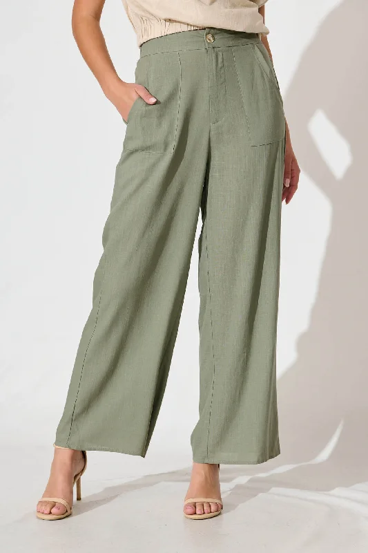 Weekend Bargains to Love Missoula Pant In Khaki Linen Blend