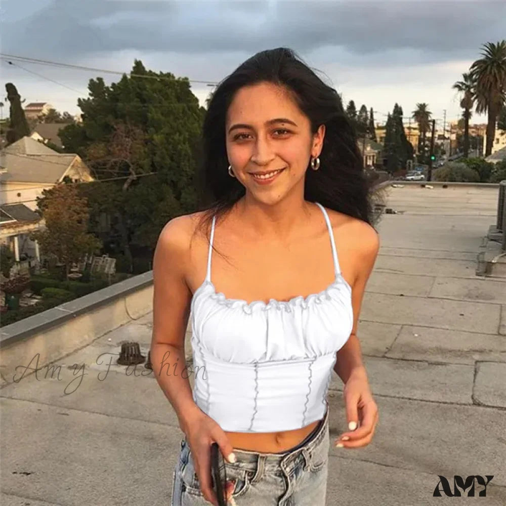 Discount Deals AMY - Sexy Ruffles Strapless Strapless Ruched Slim Camisole Crop Top