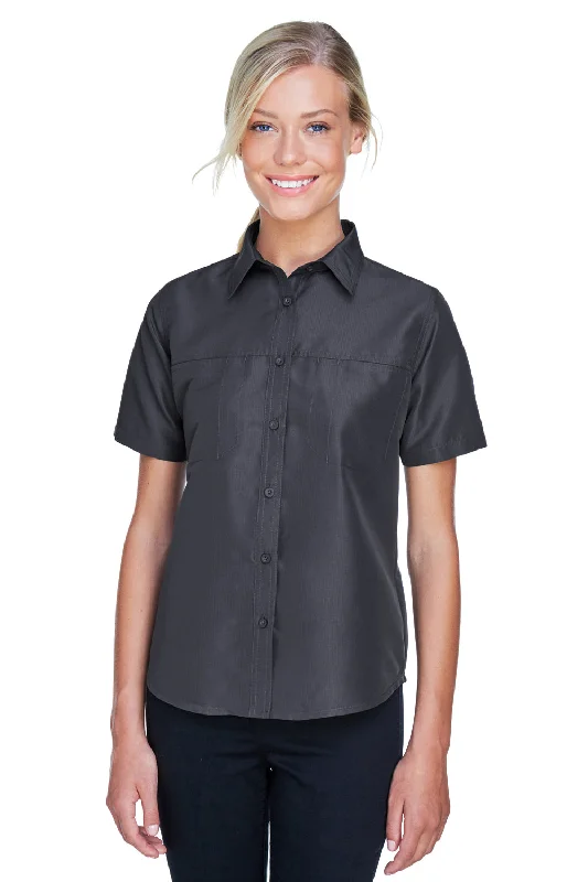 Exclusive Preview Harriton Womens Key West Performance Short Sleeve Button Down Shirt w/ Double Pockets - Dark Charcoal Grey Exclusive Preview Harriton Womens Key West Performance Short Sleeve Button Down Shirt w/ Double Pockets - Dark Charcoal Grey