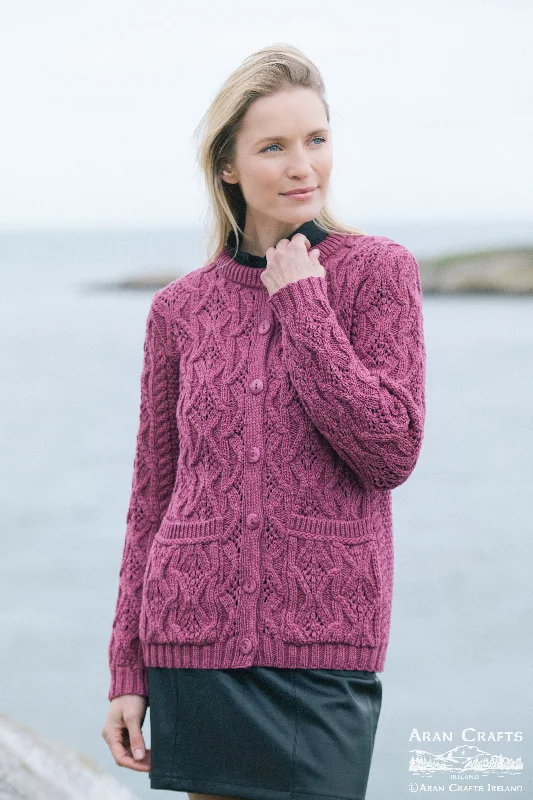Limited Edition Aran - Killiney Cardigan - Magneta