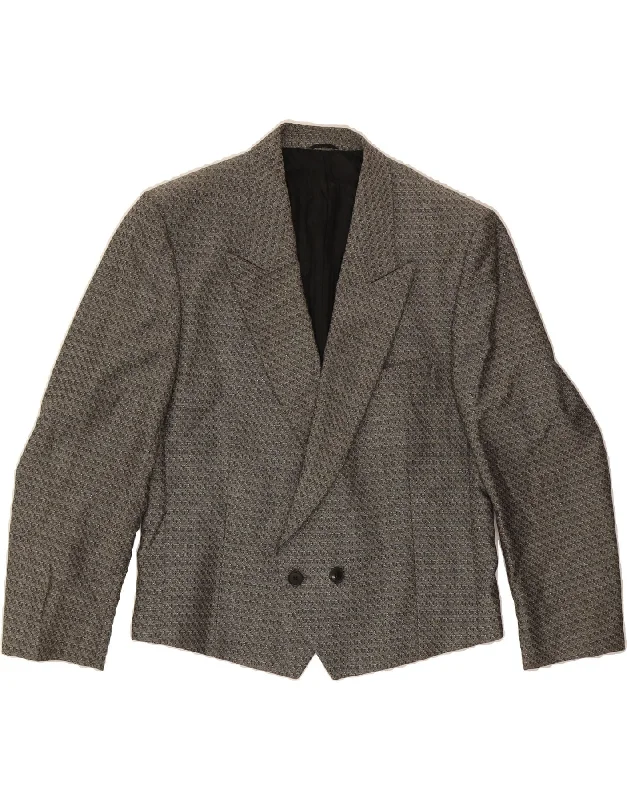 Closeout Sale PIERRE LAFFITTE Womens Double Breasted Blazer Jacket IT 50 XL Grey Wool