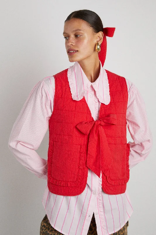 Price Slash arte reversible tie gilet - red ruffle