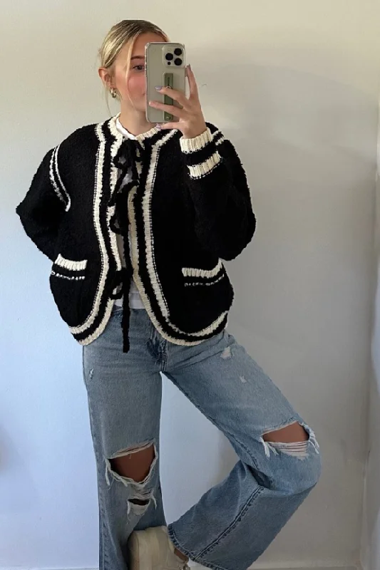 Super Savings Contrast Tie Cardigan