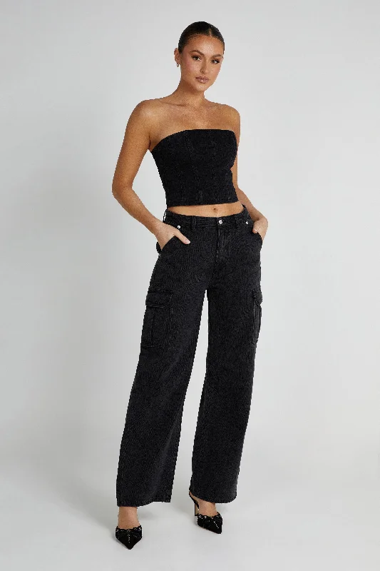 Super Bargain Jagger Mid Rise Oversized Denim Jean - Washed Black