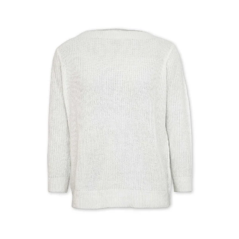 Loyalty Reward Fisherman Rib Boat Neck Jumper - White