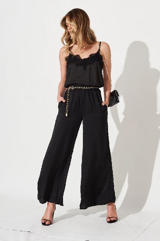 Great Deals Millen Wide Leg Pant In Black Satin