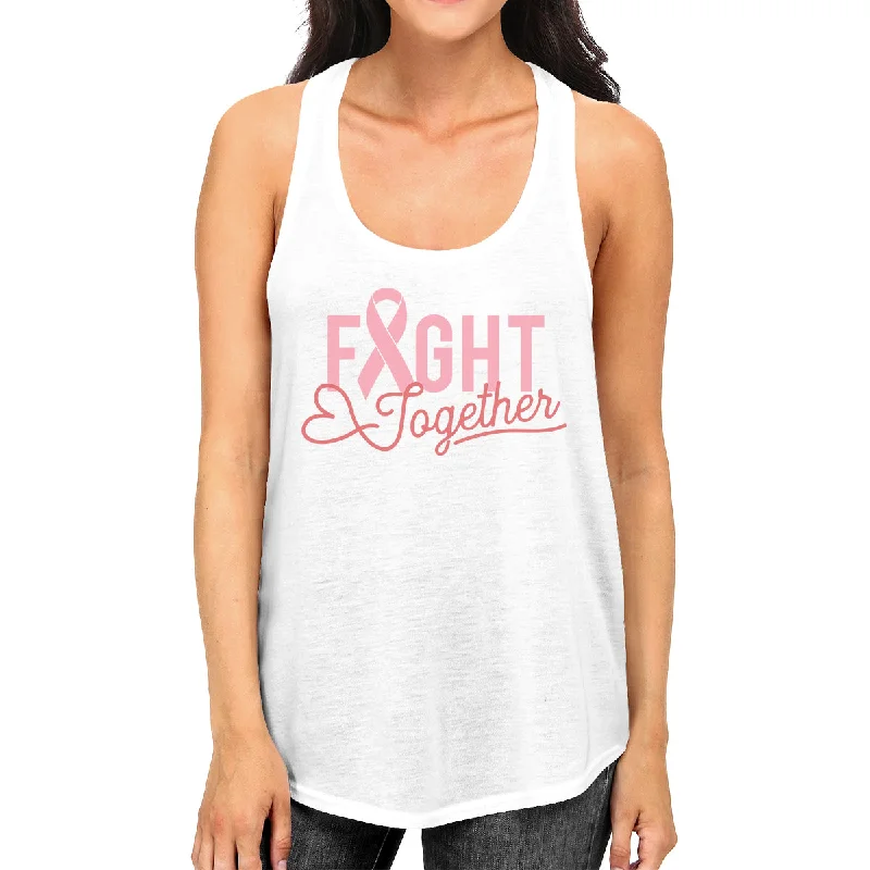 Super Savings Fight Together Breast Cancer Awareness Womens White Tank Top