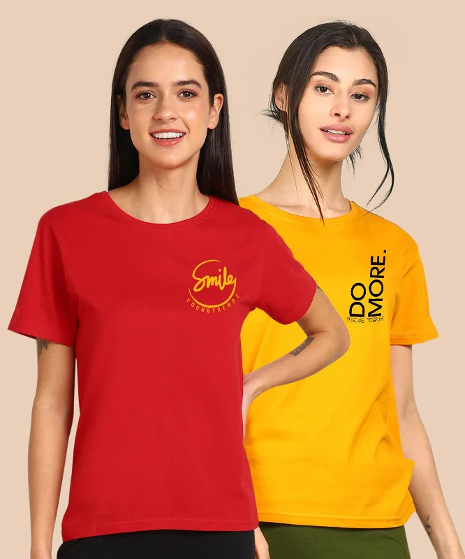 Quick Deals Womens Regular Fit  Combo Printed T Shirt