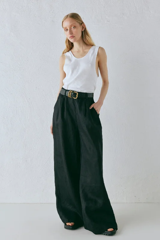 Price Break Energy Flows Linen Pants Black